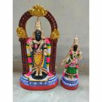 GP DECOR Papermache Parthasarathy Thiyar Idol And Doll 15.2x10.2x45.7 cm