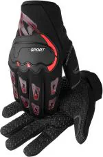 Zaysoo Black, Red Lycra Riding Gloves For Men (Pair Of 2)