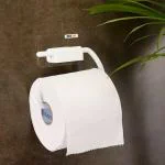 Stick Fast White Plastic Toilet Paper Holder