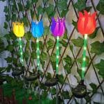 GIGAWATTS GW-909 6 LED Solar Tulip Garden Light 600mAh Battery BIS Approved with 2V Panel Waterproof Outdoor Lamp for Pathway Walkway Decor (1 Pc, Warm White)