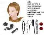 AHS Hair Dummy For Hair Cutting Practice | Hair Styling Practice, Mannequin Head Synthetic Hair Dummy For Makeup Practice, Hair Style, Pack Of 1 With Free Hair Accessories Braids Tools & 2pcs Red Rose Clip For Making Different Hair Styles Golden Hair