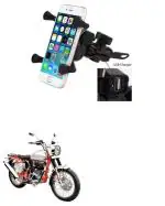 QiisX X-Grip Mobile Phone Holder with USB Charger Bike Mobile Holder for Royal Enfield Bullet Trials 350