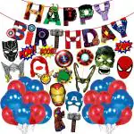 Zyozique Super Decorations For Birthday-Super Decoration Items-Super Theme Decorations Kits Include Birthday Banner, Balloons And Photo Booth Props (P