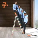 Pro Home 7 Step Aluminum Ladder with Railing for Home with 5 Anti Slip Shoes and 300 kgs Weight Bearing Capacity