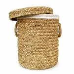 Nobbys Golden Grass Braided Natural Laundry Basket with Lid (14