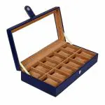 Leather World Blue Watch Box For Men and Women - 12 Slots