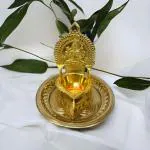 SK Metals Brass Diya Pithalai Karumbu Kamatchi Vilakku and Thattu/Karumbu Kamatchi Oil Lamp