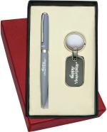 UJJi 2in1 Happy Anniversary Printed Matte Finish Grey Colour Ballpen and Keychain