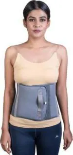 Prourban Elastic, Fiber, Velcro Grey Abdominal Belt After Delivery Tummy Reduction Back Lumber Waist Support Lumbar - 40 - 44 Inch