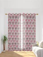 Moli Creations Pack of 2 (5 ft) Window Curtain Cotton Floral Design Polyester Curtains (4 Ft x 5 ft) (48 Inches x 60 Inches) (120 cm x 150 cm) (Wine)