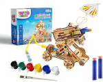 UnitedMaama 2 in 1 Hydraulic Missile Launcher & Plane Launcher STEM Wooden Construction Game, Activity Game, Science Toys & Kits| Birthday Gifts for Boys & Girls I DIY STEM Educational Science Toy for Kids 8 To 14 Years | DIY Learning Sys Toy for Kids