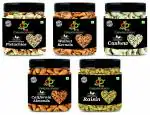 Organic Purify Dry Fruits Combo Pack - Cashews, Almonds, Salted Pistachios, Green Raisins, Walnut Kernels Value Pack, 1.25kg Jar Pack 250g Each