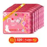 Niine Naturally Soft Ultra Thin XL+ Sanitary Napkins for Heavy Flow (Pack of 7) 42 Pads with Free Biodegradable Disposal Bags