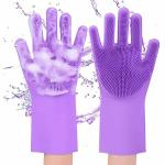 SUI GENERIS Silicon Cleaning Gloves Dish Washing Gloves For Kitchen and Pet Grooming Car Cleaning Gloves, Bathroom & Dish Wash Gloves Pet Care Gloves Home Care Gloves for Washing Dish (Purple)