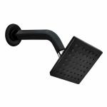 Rocio Square Shower Head for Bathroom with 9 Inch Shower Arm and Wall Flange, Wall Mount Premium Showerhead, Black Finish 4 x 4 Inch