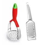 KATHIYAWADI PACK OF 2 Stainless Steel Bhaji Masher And Stainless Stee Carrot Greater (Big size)