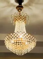 SHRI MAHAL ANTIQUES Round Crystal Chandelier Incandescent Light for Living Room Bed Room Hall Without Bulb