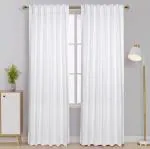 White Window Curtain, modern curtains for living room, Reverse Tab Top Rod Pocket 100% Cotton Duck, white linen curtains 96 inches long, natural curtains linen by Lushomes (50x96 Inches, Set of 2)