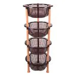Kuber Industries Storage Basket | Plastic 4 Layer Kitchen Storage Basket | Storage Rack for Kitchen | Multi-Layer Vegetable Rack | Desire Floor-Standing Rack | Brown