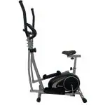 PowerMax Fitness EH-260S Elliptical Cross Trainer for Home Gym Workout Machine[Adjustable Seat, LCD Display, Hand Pulse Sensor, Anti Slip Pedal & 8 Level Resistance, Flywheel: 5KG] for Cardio Training