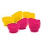 Jaycee Microwave Safe And BPA Free Yellow And Pink Round Virgin Plastic Multipurpose Bowl - 300 Ml (Pack Of 12)