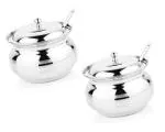 Stainless Steel Ghee Pot With Spoon, MultiColour (Pack of 2)
