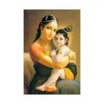 SHASWAT ART Little Krishna with Yashoda painting Sparkle Coated Self Adhesive Wallpaper Without Frame Digital Reprint 24 inch x 36 inch Painting