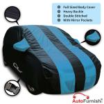 AutoFurnish ARC Aqua Car Cover Compatible For Volkswagen Taigun (2021) | Water Resistant | Stripe Design | Triple-Stitched | Dust and Heat Protection | 190T Taffeta | Elastic Bottom| Heavy Buckle | Mirror Pockets | Stylish Car Accessories (Aqua)