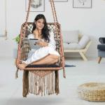 Curio Centre Coffee Square Hanging Swing Chair with Cushion & Accessories 63x66x144 cm