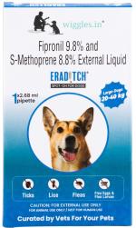 Wiggles Eraditch Spot on for Dogs Fleas Ticks Remover Treatment Drops 5.36ml - Lice Prevention Control Medicine Adult Medium Dogs, 2-Pack (20kg to 40kg)