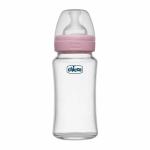 Chicco Pink Glass Feeding Bottle, 240ml (Pack of 1)