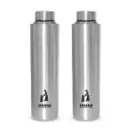 Dhara Stainless Steel Single Wall Everfresh Fridge Water Bottle Set of 2 Pcs 1000 ml Each | Airtight Cap | Rust Proof | Slim and Light Weight | Leak Proof | Easy to Carry Steel Water Bottles