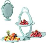 JRM's Plastic Fold-able Multi-use Mirror Shape Fruit Tray Rotating Snack Candy Plate
