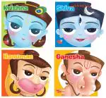 Cutout Board Books Set Gods- Krishna Shiva Hanuman Ganesha ( Illustrated story books for kids)