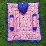 Motherhood Pink Cotton Baby Mattress Bed With Side Support Heart Shaped Pillow