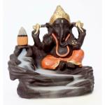 36 Gun Serve Sampaan - Poly Resin Lord Bal Ganesha Smoke Fountain with 25 Smoke Back Flow Scented Cone Incenses Orange