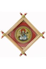 Village Kraft Goddess Saraswati Mata Palm Leaf Painting for Wall Decoration 12.7 x 12.7 cm