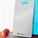 OrganizeMee Chopping Board Stainless Steel Metal Cutting Kitchen,Heavy Duty Choping-Board Vegetable,Fruit Cutter, Meats vegitable Chopper Boards,Safe Durable with Warranty(Medium)(Size 31.8CM X 21CM)