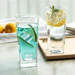 Drinking Glass for Water, Juice, Square Shape Glasses for Bars Restaurants, Kitchen, Home (SET OF 2)