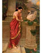 DECOR ADVENTURES Hamsa Damayanti 1900 Wall Painting 14 x 18 inch