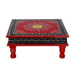 Lucky Art Pooja Bajot Stool/Pooja Decor/Painted Chowki/Painted Patla/Chowki For Daily Prayer/Sitting Chowki For All Purpose(15X15X6 Inches)