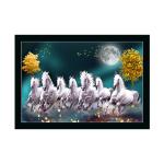 Dharvika Innovations Design 11 Synthetic Seven Horses Vastu Painting With Frame, 11 X 14 Inch