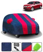FABTEC Red And Blue Taffeta Polyester Car Body Cover For Honda Amaze