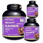 Zemaica Healthcare Natural Weight Gainer, Body Muscle Gainer, Flavor Vanilla, Pack of 3