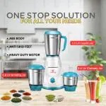 Hawkston Blend Master Treo 100% Hybrid Copper Motor Super Smart Turbo 550 Mixer Grinder HK 1 750 Mixer Grinder (3 Jars, Multicolor)