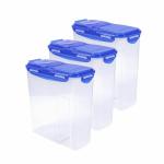 Lock & Lock Classics Cereal Dispenser Container, 3.9 Liters, Transparent, Set of 3 (HPL951)