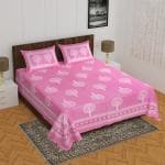 The Hobby Bounty Sanganeri Printed Double Bedsheet |110TC,100% Pure Cotton Bedsheet for Double Bed| 1 Bedsheet (254X 229 cm| 90X100 Inch) with 2 Pillow Covers (43X69 cm | 17X27 Inch)|Pink