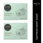 ALZIBA Saffron Mint Skin Brightening Bathing Soap Bar - Pack of 2