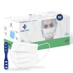 CARE VIEW CV2992, SITRA Approved, 3 Ply Colored Disposable Surgical Mask With Built in Metal Nose Pin and 1 Melt Blown Layer (Pack of 50, White)