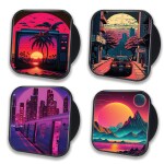 Phone Antics Mobile Holder Printed Designs Finger Grip Mobile Back Holder Grip Mobile Socket Grips (Square) Pack of 4 (Retro City)